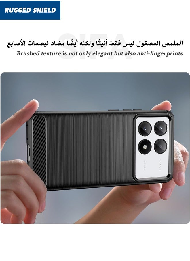 RUGGED SHIELD Xiaomi POCO X6 Pro Back Cover, Xiaomi Poco X6 Pro Case with Brushed Carbon Fiber Texture, Flexible TPU Shockproof Military Protection Bumper Phone Case, Slim Case Cover for Xiaomi POCO X6 Pro 5G,Black  - Image 5