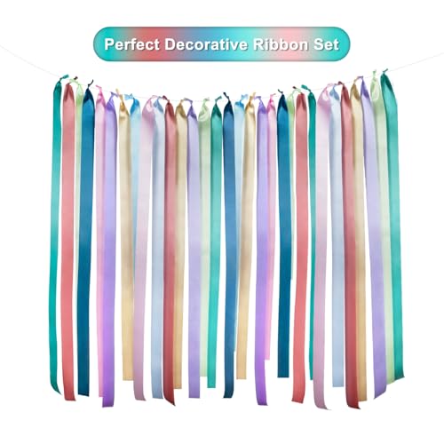 Mlurcu Morandi Rainbow Satin Ribbon 2 Inch Wide Colorful Ribbon 8 Rolls 87 Yds Assorted Bulk Ribbons Set for Christmas Easter Fiesta Party Baby Shower Birthday Wedding Decor Tassel Garland DIY Crafts - Image 3