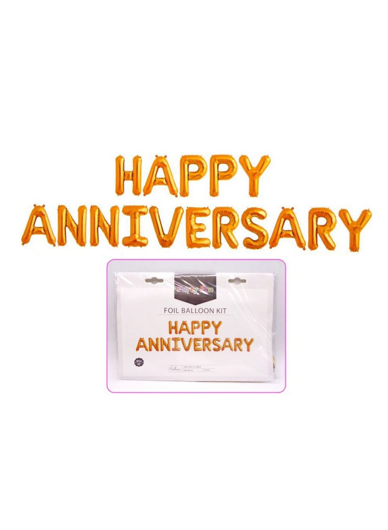 PARTY FUN Foil Balloon Letter Happy Anniversary Golden Colour  - Image 2