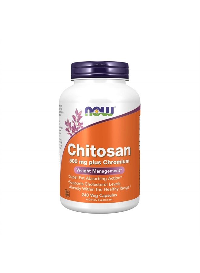 now Supplements, Chitosan 500 mg plus Chromium, Weight Management*, 240 Veg Capsules - Image 1