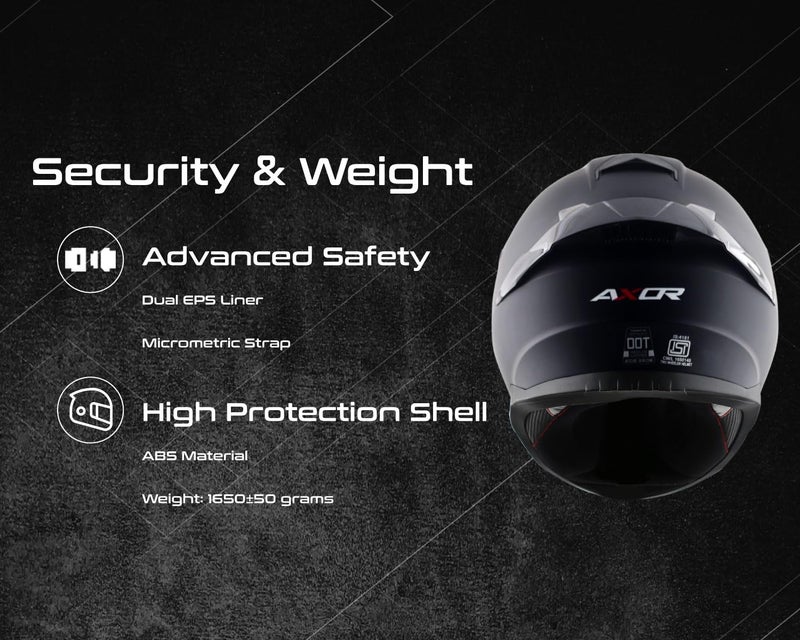 Axor Saber ISI ECE and DOT Certified Matte Finish Full Face Helmet for Men with Pinlock Fitted Clear Visor -Dull Black-M - Image 5