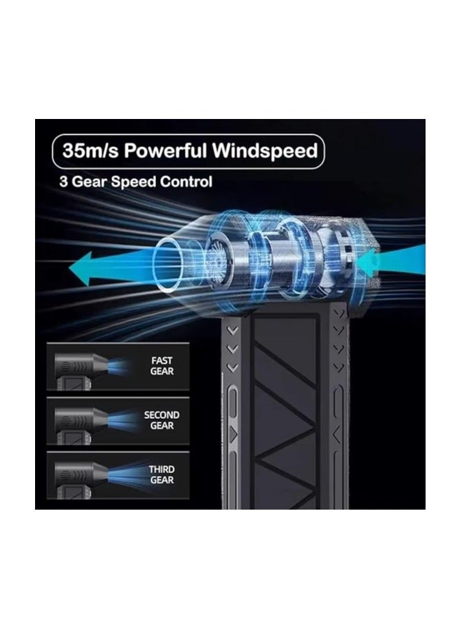 مروحة يدوية صغيرة مع شفرة التوربينات ، مروحة توربو المحمولة مع مصباح LED ، مروحة منفاخ 130000 دورة في الدقيقة ، سرعة التنظيم ، مروحة الشواء مصغرة مع منفاخ ، عالية الكفاءة تنظيف السيارات الكمبيوتر لوحة المفاتيح أريكة ، 5000mAh مع حالة الشحن السريع Typec - Image 3