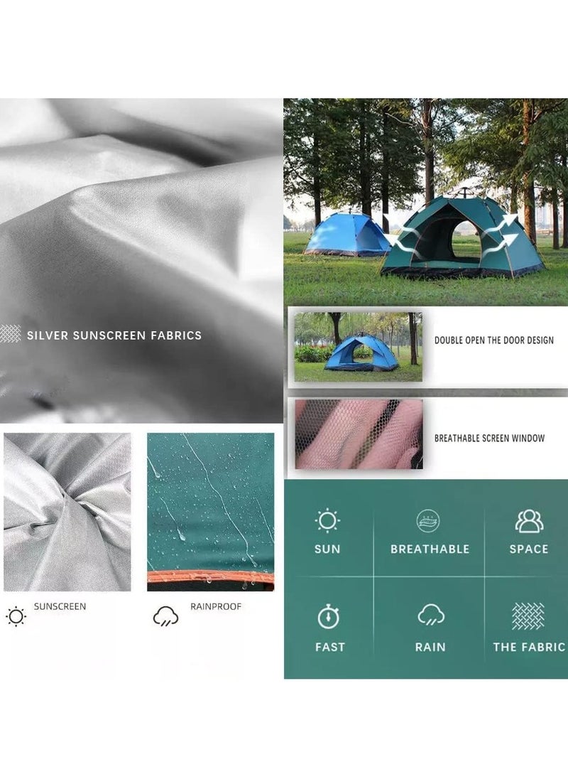 KUYING Camping Tent 3-4 people, pop-up tent detachable Instant Tent 2 doors breathable waterproof UV protection, Family Yurt ideal for family outdoor sports travel picnic with tote bag  - Image 4