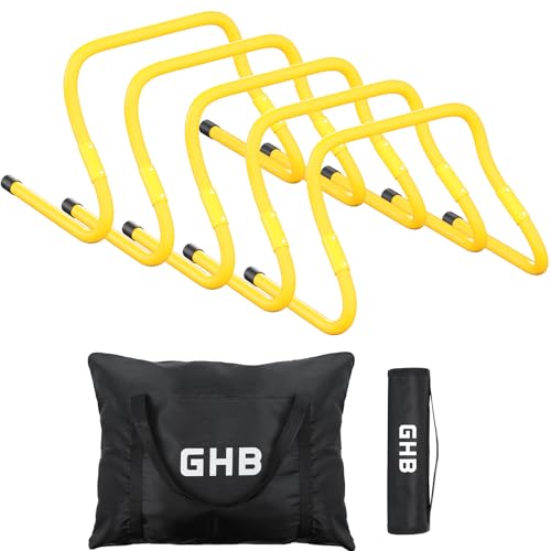 GHB Agility Hurdles 5/6 Pack Foldable Speed Agility Training Hurdles Adjustable Sturdy Hurdles Training Equipment Set with Carry Bag for Amateur, Athletes, Soccer, Basketball - Image 1