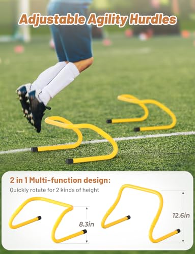 GHB Agility Hurdles 5/6 Pack Foldable Speed Agility Training Hurdles Adjustable Sturdy Hurdles Training Equipment Set with Carry Bag for Amateur, Athletes, Soccer, Basketball - Image 2