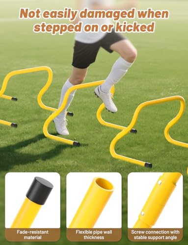 GHB Agility Hurdles 5/6 Pack Foldable Speed Agility Training Hurdles Adjustable Sturdy Hurdles Training Equipment Set with Carry Bag for Amateur, Athletes, Soccer, Basketball - Image 4