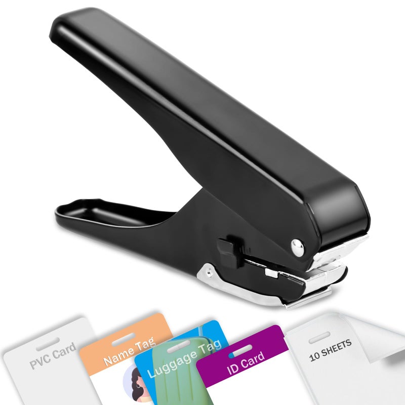 HeavyDuty Slot Punch Handheld Badge Hole Puncher All Metal ID Card Puncher Slotting Punch Tool for Paper Max 10 Sheets PVC ID Card Luggage Tag Name Tag and Badge Holder