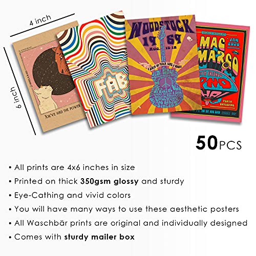 WaschbÃ¤r Waschbär 54PCS Hippie Wall Collage Kit, Vintage Aesthetic Posters, 80s & 90s Retro Decor, Band Posters - Image 2