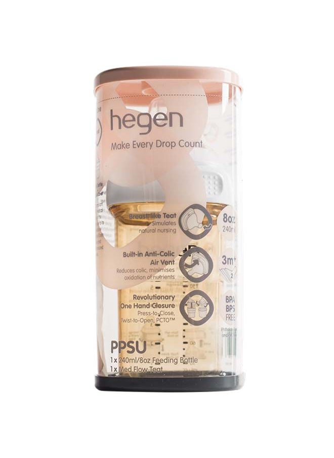 hegen Feeding Bottle PPSU with Medium Flow Teat, 3 to 6 Months - 240 ml  - Image 3