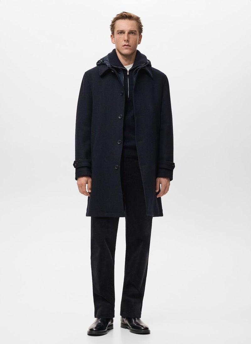 مانجو مان معطف صوف بغطاء رأس قابل للفصل - Image 5