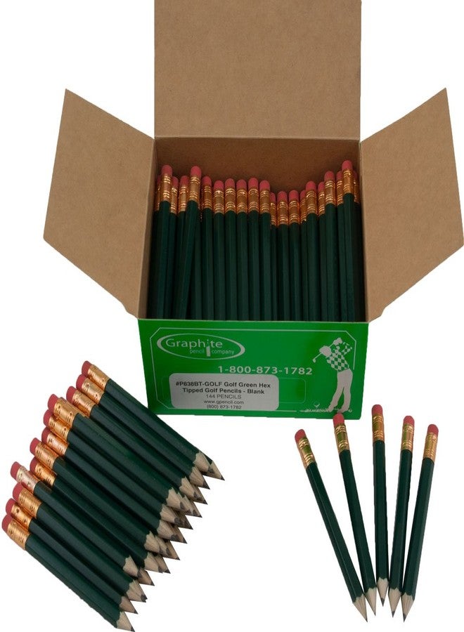 Graphite Half Pencils Sharpened Hex (Golf Pencils, Pew Pencil, Score Pencil, Short Pencil) (Golf Green) - Image 1