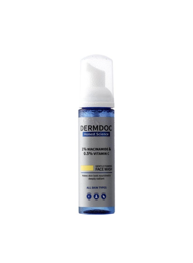 DERMDOC 1% Niacinamide & 0.5% Vitamin C Foaming Face Wash for Glowing Skin (80 ml) | Skin Cleansing | Foaming Face Wash for Oily Skin | Oil-Free Face Wash - Image 1