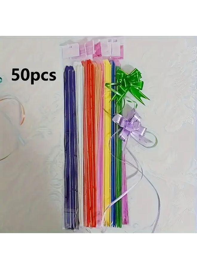50pcs Colorful Multicolor Plastic Ribbon Bows for Gift Wrapping Wedding Birthday Party - Image 1