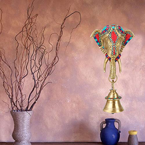Kartique Brass Ganesha Brass Bell Hanging on Trunk (Multicolor) - Image 4