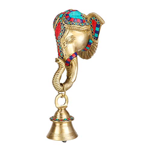 Kartique Brass Ganesha Brass Bell Hanging on Trunk (Multicolor) - Image 2