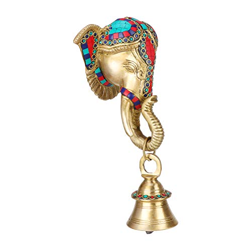 Kartique Brass Ganesha Brass Bell Hanging on Trunk (Multicolor) - Image 1
