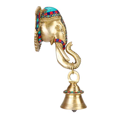 Kartique Brass Ganesha Brass Bell Hanging on Trunk (Multicolor) - Image 5