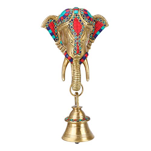 Kartique Brass Ganesha Brass Bell Hanging on Trunk (Multicolor) - Image 3