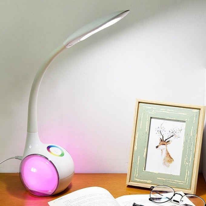 FLEXIBLE DESK TABLE LAMP WITH RGB NIGHT LIGHT SMART COLOR CHANGEABLE LED STUDY TABLE LAMPCOLORFUL ATMOSPHERE LIGHT BEDROOM BEDSIDE DESK READING LIGHT FOR STUDENT KIDS OFFICE