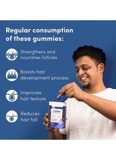 Man Matters Man Matters Biotin Hair Gummies (60N) | No Added Sugar | With Biotin, DHT Blockers, Vitamin A, C, E, Fibre & Zinc | For Stronger and Healthier Hair | 100% Vegan & Gut Friendly  - Image 2