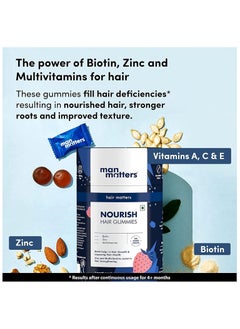 Man Matters Man Matters Biotin Hair Gummies (60N) | No Added Sugar | With Biotin, DHT Blockers, Vitamin A, C, E, Fibre & Zinc | For Stronger and Healthier Hair | 100% Vegan & Gut Friendly  - Image 3