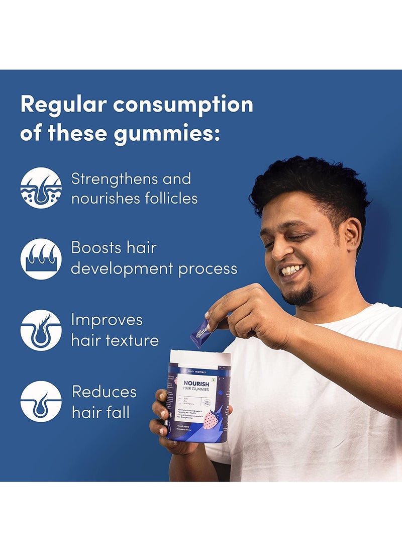 مان ماترز الرجل يهم Biotin Hair Gummies (60N) | لا يضاف السكر | مع البيوتين ، DHT Blockers ، فيتامين A ، C ، E ، الألياف والزنك | للشعر الأقوى والصحية | 100 ٪ نباتي و Gut ودية  - Image 2