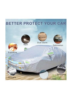 GTSOL All Weather Multi-Layer Car Cover Waterproof, Windproof, and UV Resistant, Full Outdoor Protection with Zipper Access, White, YXL Size  - Image 3