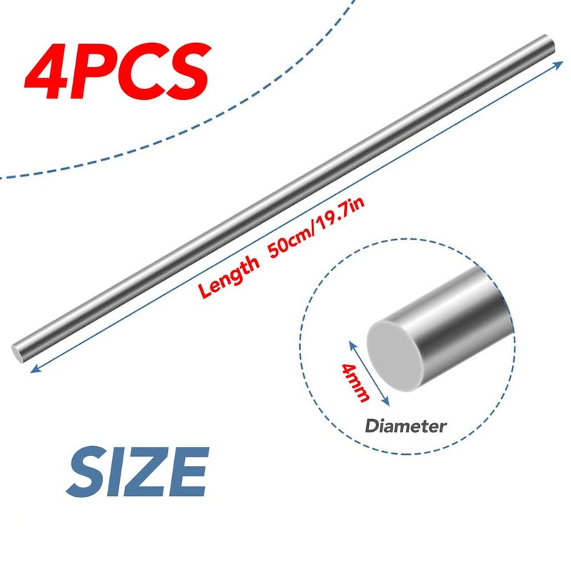316L قضيب دائري من الفولاذ المقاوم للصدأ عمود صلب قطر 4 مم طول 50 سم 4 قطع - Image 3