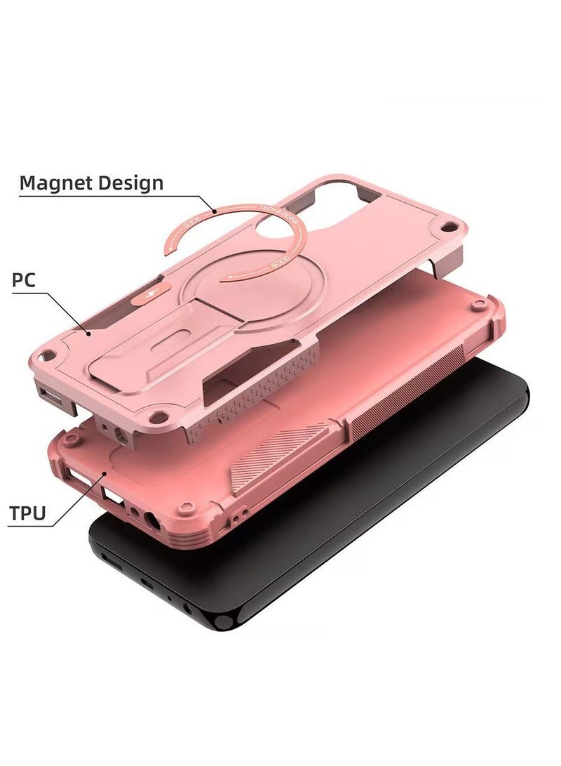 ICARLUS For Samsung Galaxy A56/A36 5G with Kickstand Compatible with MagSafe Dual Laye Drop Proof Phone Case Stand Pink - Image 5