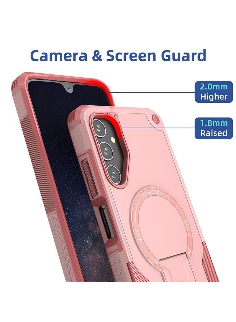 ICARLUS For Samsung Galaxy A56/A36 5G with Kickstand Compatible with MagSafe Dual Laye Drop Proof Phone Case Stand Pink - Image 2