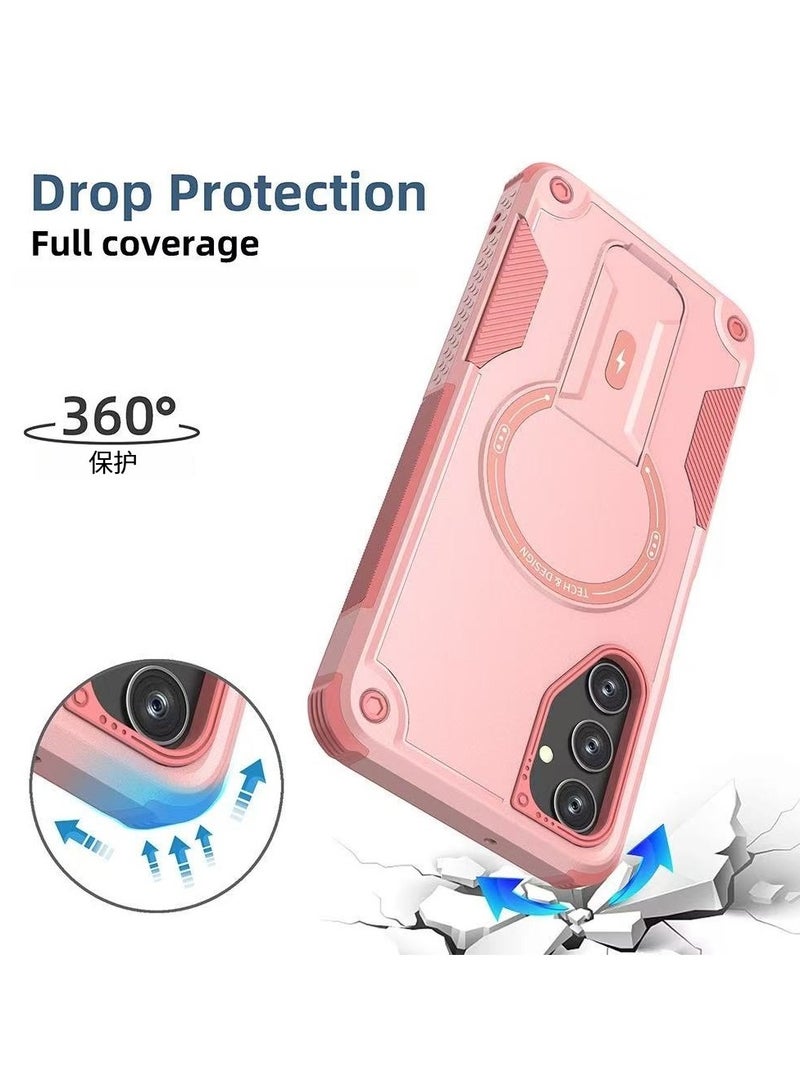 ICARLUS For Samsung Galaxy A56/A36 5G with Kickstand Compatible with MagSafe Dual Laye Drop Proof Phone Case Stand Pink - Image 3