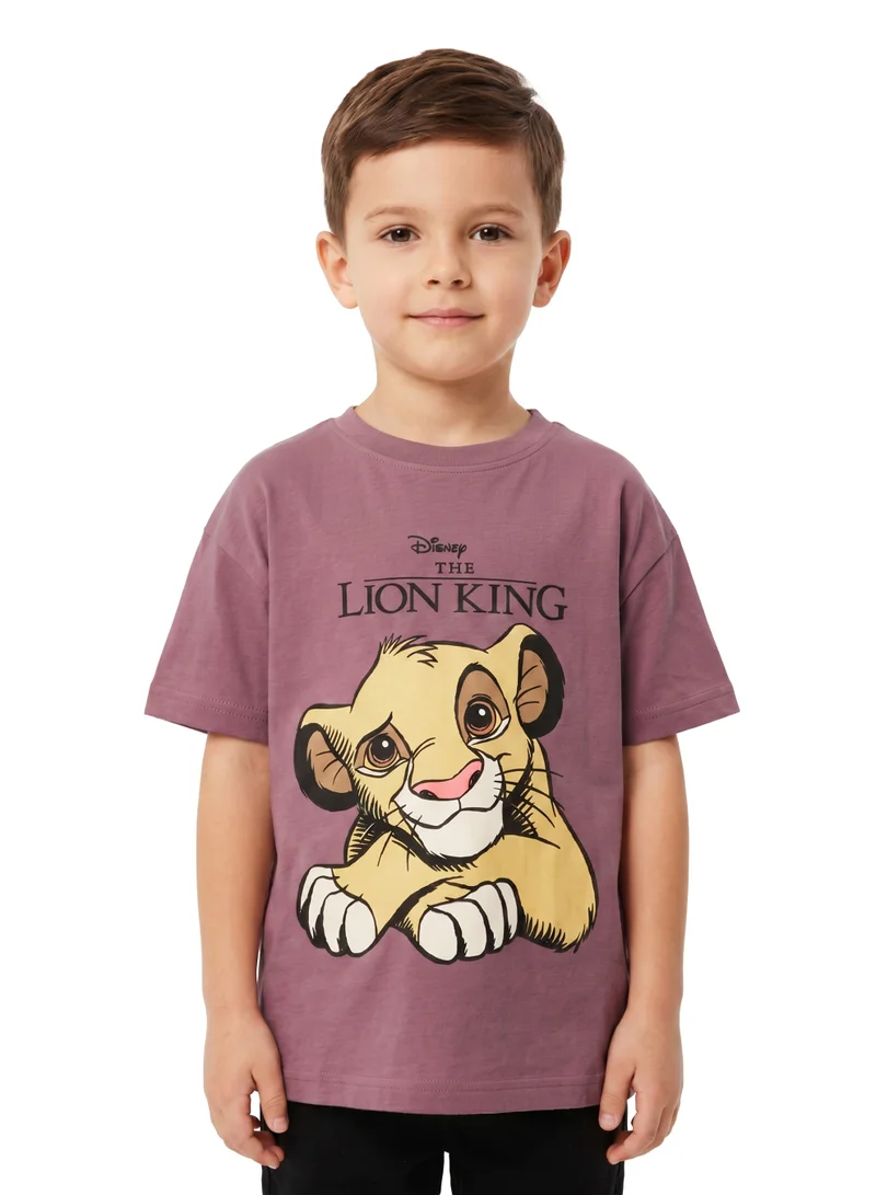 Disney The Lion King Simba Graphic Oversized Drop Shoulder T-Shirt for Kids | Character Print Casual Crew Neck Tee