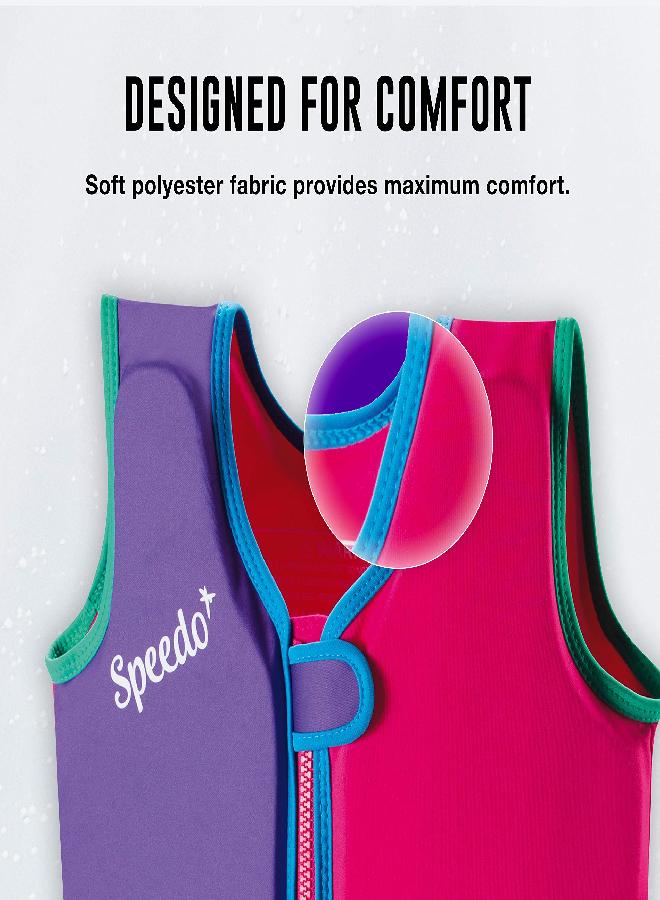 speedo Speedo Unisex-Child Swim Flotation Classic Life Vest Begin to Swim UPF 50 Sapphire Blue Printed, Large  - Image 3