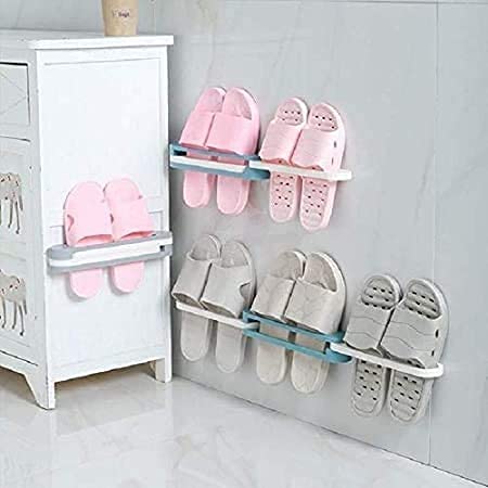 DITCAFOS 3 in 1 Plastic Folding Shoe Rack Organizer with Wall Mounted Shoe Holder and Bathroom Towel Storage Shelf and Slipper Stand - Image 5