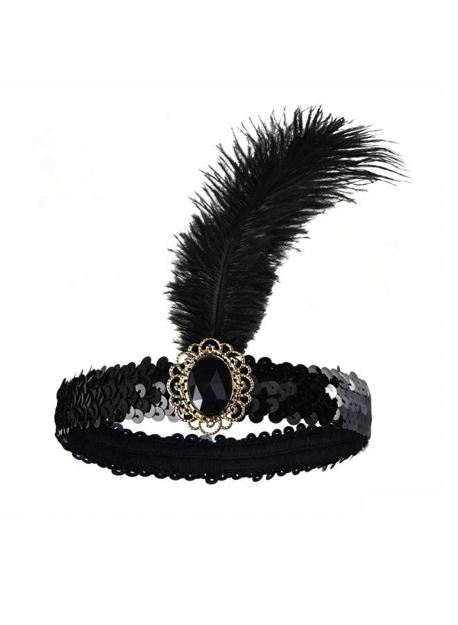 Nicor 1920s Accessories Sets Costume Gatsby Feather Headband Gloves - Image 3