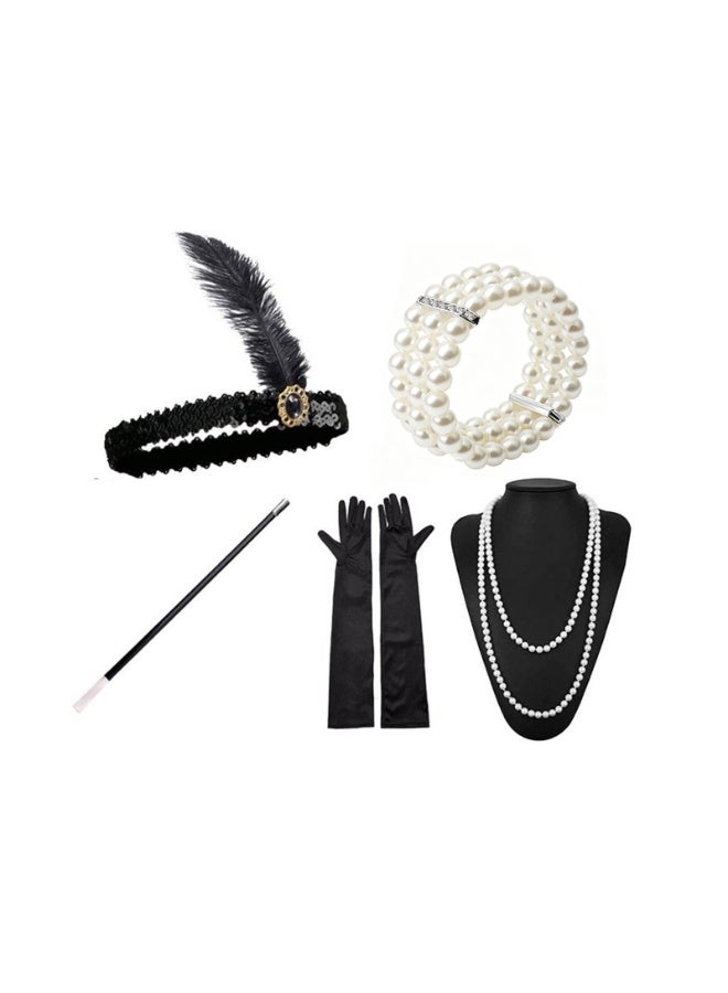 Nicor 1920s Accessories Sets Costume Gatsby Feather Headband Gloves - Image 2
