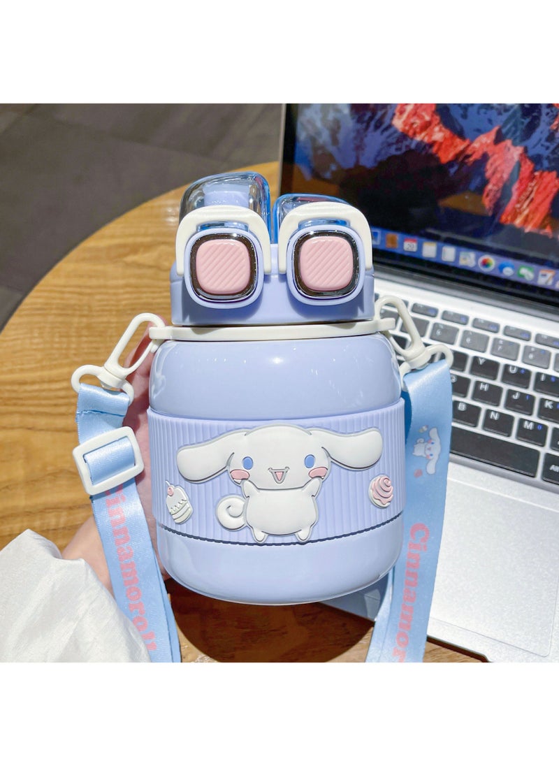Sanrio Genuine Authorized Coffee Thermos Womens Straw Double Drinking High Color Value Water Cup Office Portable Cup Big Ear Dog