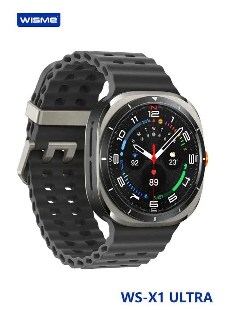 WISME ساعة ذكية WS-X1 ألترا مع 3 أحزمة قابلة للتبديل وكابل شحن - مصممة للسيدات والرجال (أسود) - Image 2
