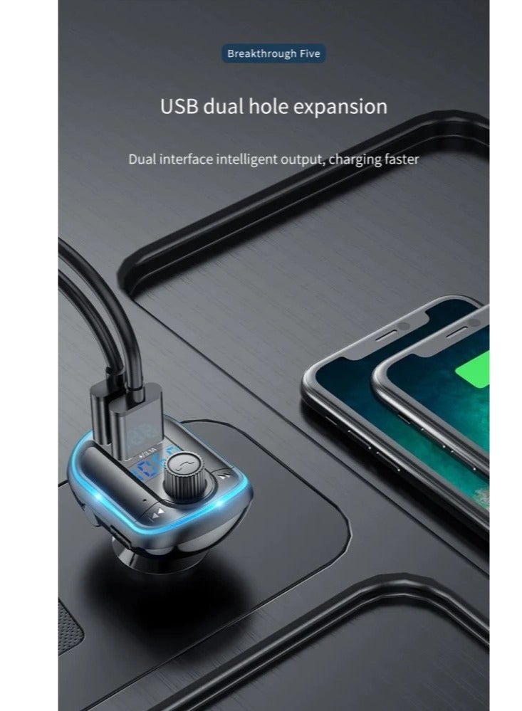Yesido Y44 Bluetooth V5.0 FM Transmitter 3.1A Dual USB Car Charger RGB Backlit Light LED Digital Display Wireless Radio Adapter HiFi Music Play Car Kit with Mic Hands Free Calls - Image 3