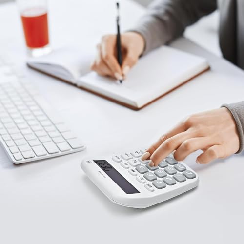 Jukusa Calculator, Big Buttons Easy to Press Used as Office Calculators for Desk, 12 Digit Adding Machine Calculators Large Display Clearly (White) - Image 4