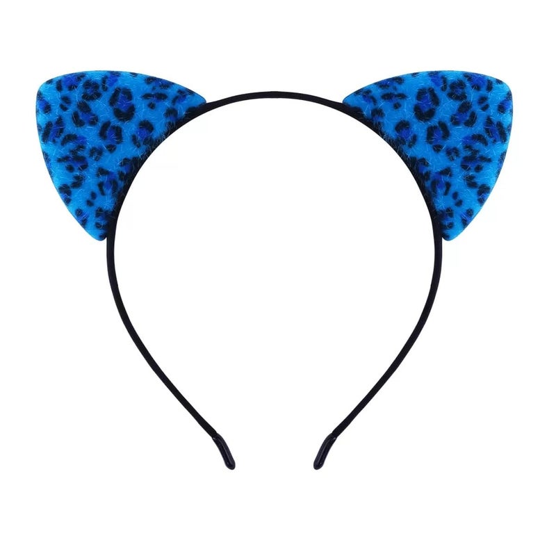 ASHONE Store Cat Ears Headband for Women Cheetah Ears Headband Costume Hair Accessories for Halloween Party Cosplay (Navy Blue, One Size) - Image 1