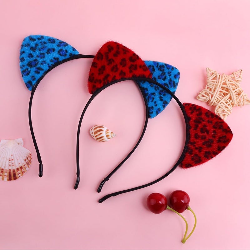 ASHONE Store Cat Ears Headband for Women Cheetah Ears Headband Costume Hair Accessories for Halloween Party Cosplay (Navy Blue, One Size) - Image 5