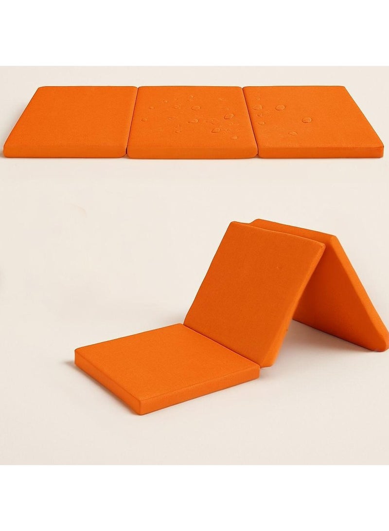 SaharaEG Folding Floor Mattress Water Proof – 5 cm Thick Portable Bed for Travel & Camping | 3-Panel Design, 180x60x5 cm – Space-Saving, Comfortable & Easy to Store (Orange) - Image 1