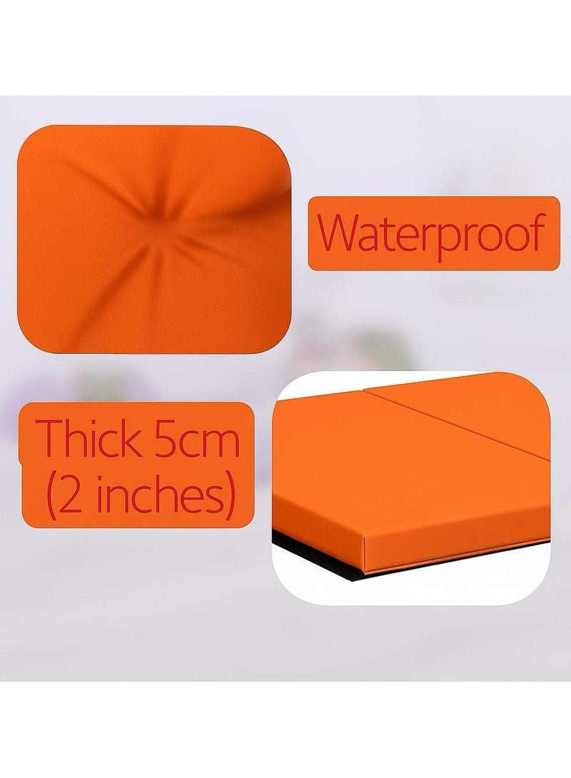 SaharaEG Folding Floor Mattress Water Proof – 5 cm Thick Portable Bed for Travel & Camping | 3-Panel Design, 180x60x5 cm – Space-Saving, Comfortable & Easy to Store (Orange) - Image 2