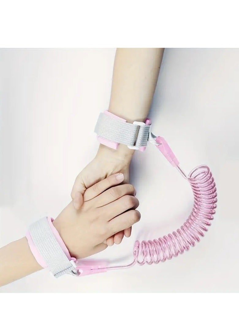 Little tots Anti-lost Belt Traction Rope, Baby Anti-lost Safety Bracelet, Spring Rope Baby Bracelet Pink Color - Image 3