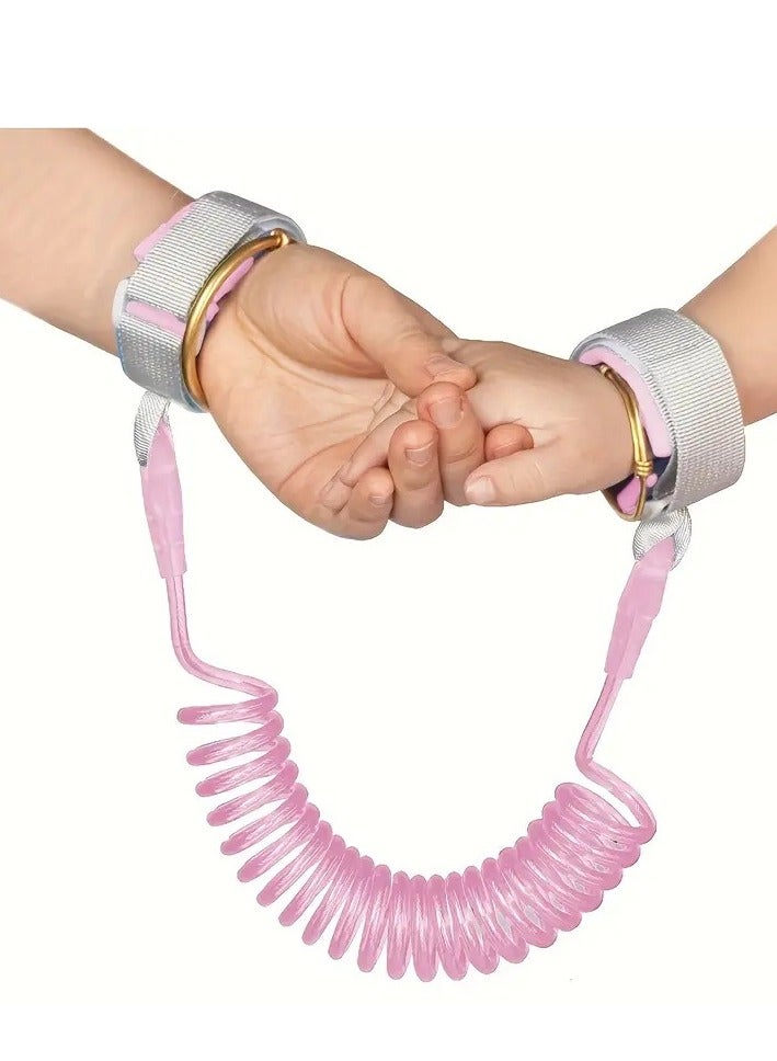 Little tots Anti-lost Belt Traction Rope, Baby Anti-lost Safety Bracelet, Spring Rope Baby Bracelet Pink Color - Image 1