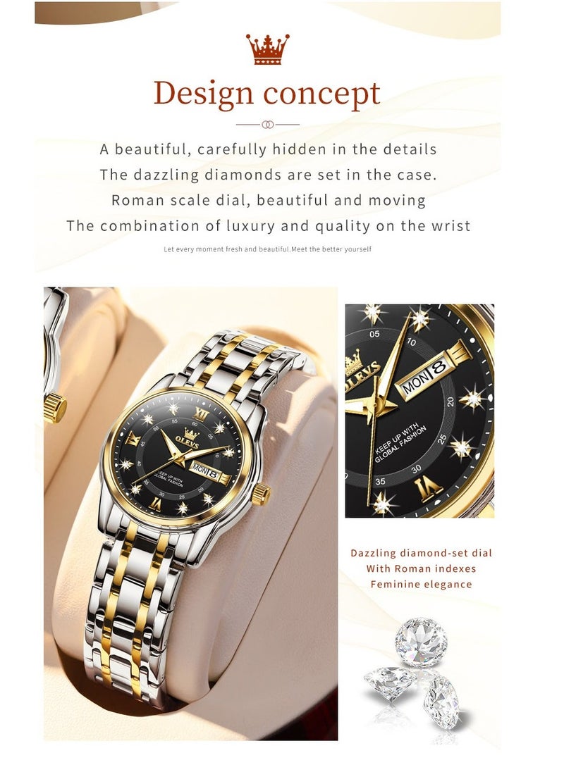 OLEVS Watches for Women Fashion Quartz Stainless Steel Water Resistant Watch Silver 5513 - Image 3