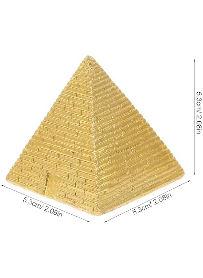5.3cm Golden Resin Egyptian Pyramid Statue Mini Ancient Egypt Building Model Aquarium Terrarium Zen Sand Table Decor Ornament Egyptian Travel Souvenir Desktop Sculpture Gift - Image 2