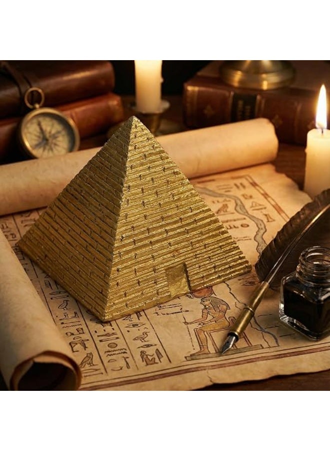 5.3cm Golden Resin Egyptian Pyramid Statue Mini Ancient Egypt Building Model Aquarium Terrarium Zen Sand Table Decor Ornament Egyptian Travel Souvenir Desktop Sculpture Gift - Image 3