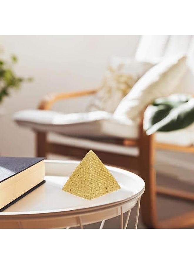 5.3cm Golden Resin Egyptian Pyramid Statue Mini Ancient Egypt Building Model Aquarium Terrarium Zen Sand Table Decor Ornament Egyptian Travel Souvenir Desktop Sculpture Gift - Image 5
